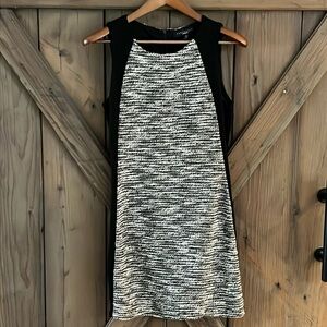 Sanctuary SM Bodycon Sleeveless Marled Knit Lined Gray Black Dress Hidden Zipper